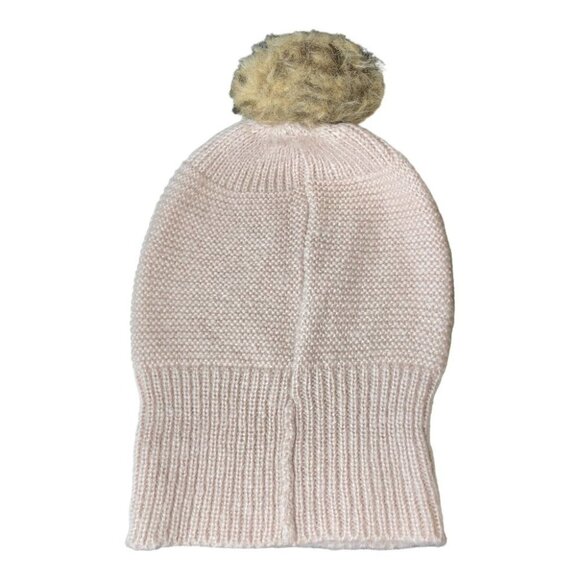 Ardene Nude Pink Knit Toque Beanie with Faux Fur Pom Pom OS - Picture 2 of 12